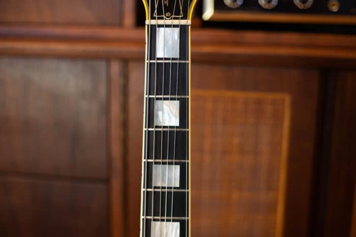 The frets of a 1969 Les Paul Custom