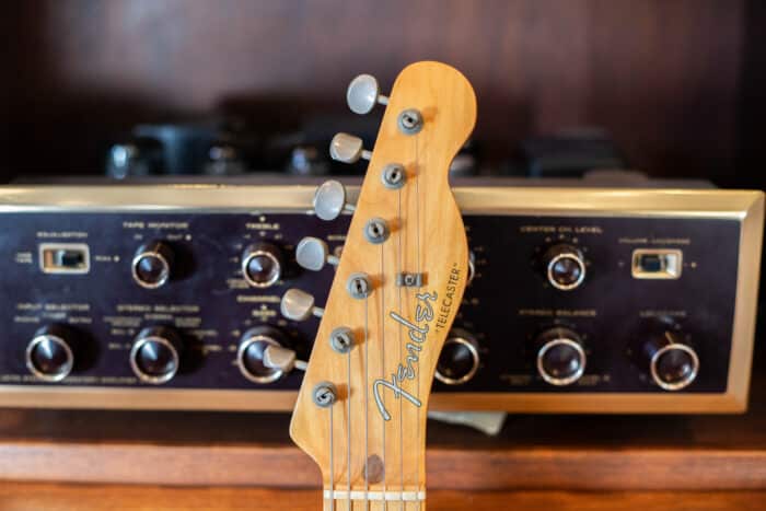 A shot of the headstock of the 1956 Fender Telecaster